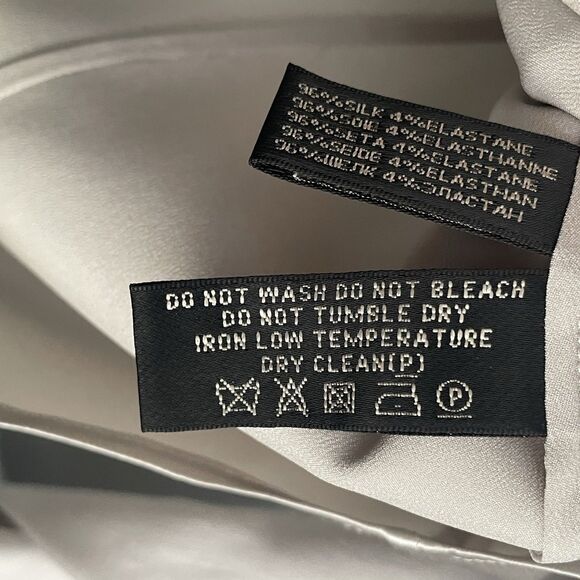 Ralph Lauren Black Label Silk Blouse Sz 10 Gray Button-Up Long Sleeve Shimmer - Picture 6 of 16